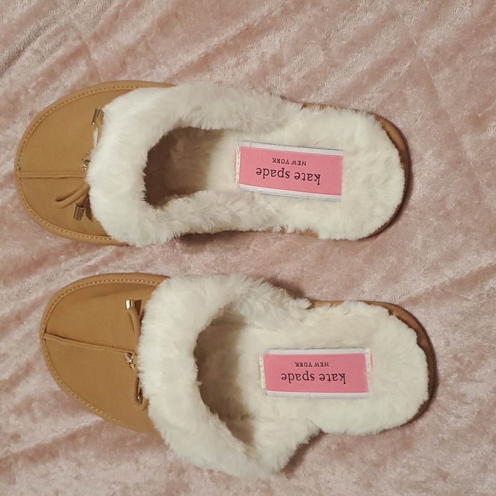Kate spade slippers with faux fur size 7